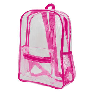 Extra Large Pink Color Outlined Clear Stadium PVC Backpack